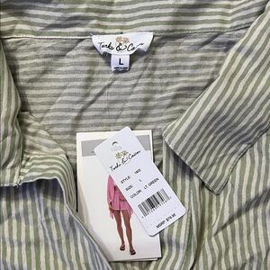 NWT Turks & Caicos green & white striped 2 -Piece beach lounge set sz L